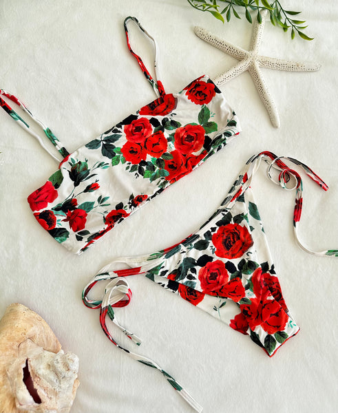 Bikini set for Girls Red Flowers