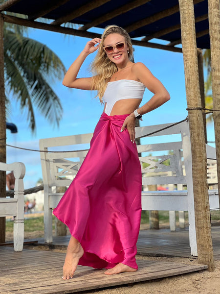 Maxi Wrap Beach Skirt Cover-up Satin