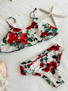 Bikini set for Girls Red Flowers