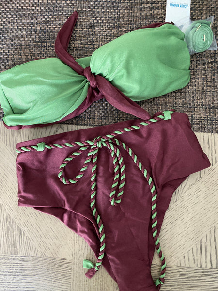 Bandeau Bikini Top & High Waist Bottom Bikini Set