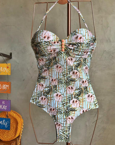 One-Piece Swimsuit With Bandeau Top and Thong Bottom