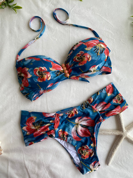 Bandeau Bikini Top & Thong Bottom Bikini Set