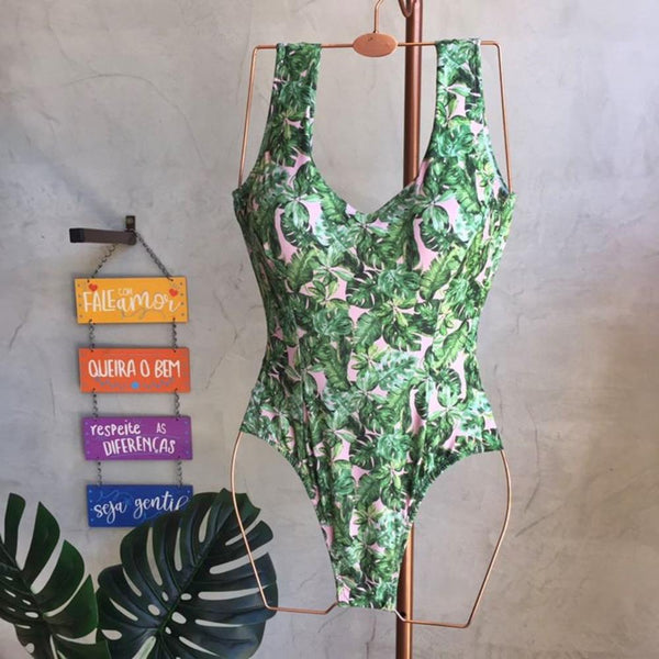 One-Piece Swimsuit With Open Back and Thong Bottom