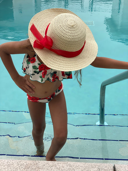 Bikini set for Girls Red Flowers