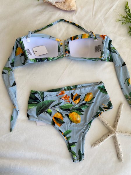 Bandeau Bikini Top & High Waist Thong Bottom