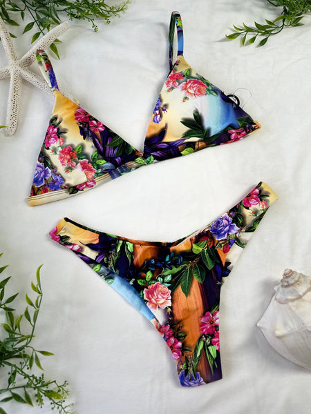 Triangle bikini top & low rise bottom bikini set